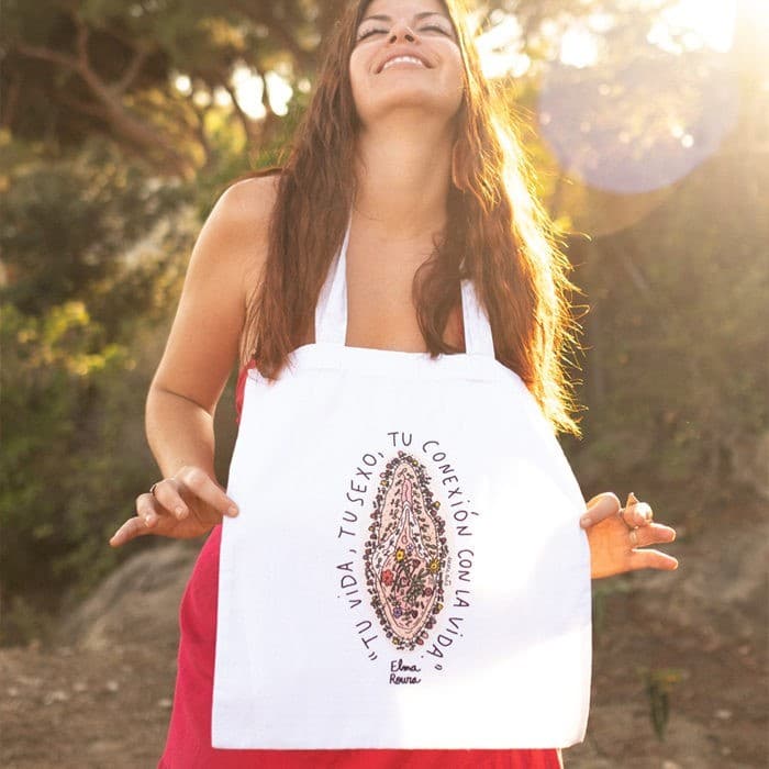 Bolsa Tote bag "Conexión con la vida" blanca - Imagen 3